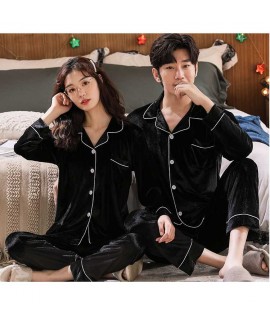 Spring gold velvet plus size korean women's men's couple pajamas home service