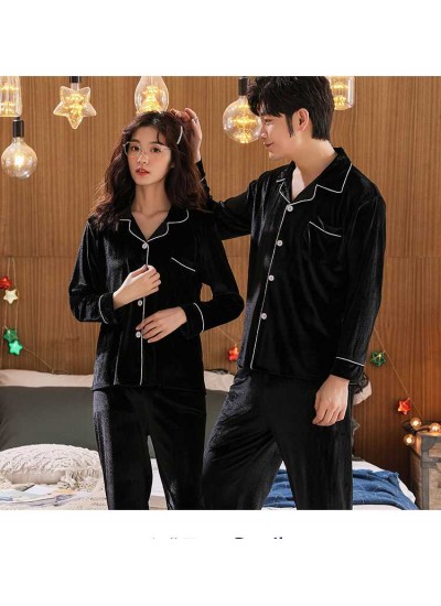 Spring gold velvet plus size korean women's men's couple pajamas home service