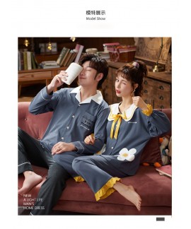 Korean couple long-sleeved trousers sweet and cute doll lapel cotton home service suit