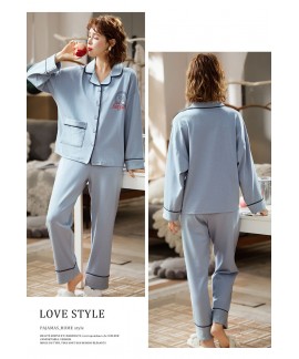 new style Korean cardigan models cotton long-sleeved casual men's and women's Pajamas