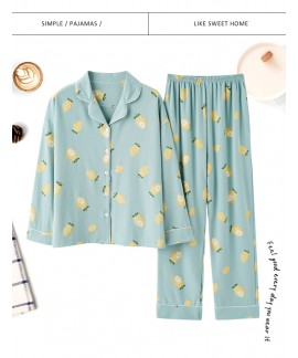 new style Korean cardigan models cotton long-sleeved casual men's and women's Pajamas