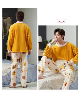 Winter creative flannel men and women pullover round neck long sleeve couple pajamas suit