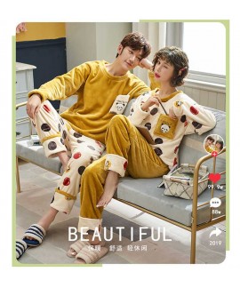 Winter creative flannel men and women pullover round neck long sleeve couple pajamas suit