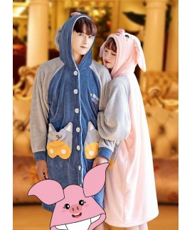 Cartoon pig long coral fleece plus velvet thickeni...