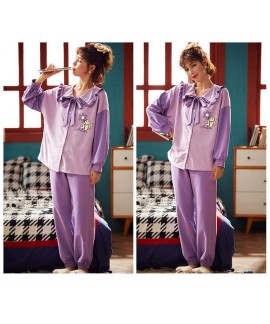 Couple cotton long-sleeved lapel cardigan cartoon cute home service suit