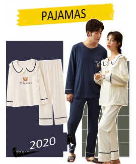 Couple Korean style long-sleeved casual new cotton cute pajamas home service