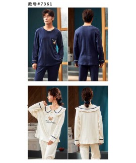 Couple Korean style long-sleeved casual new cotton cute pajamas home service