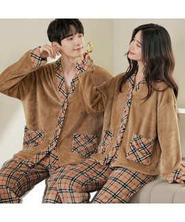 Coral velvet plus velvet plaid coffee color couple...