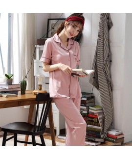 Summer short sleeves cotton pajamas women's cardig...