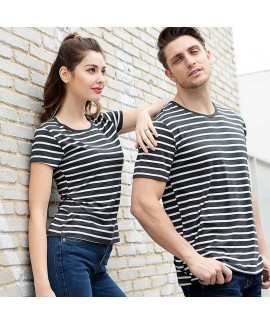 Bamboo Fiber Stripe T-Shirt Round Neck Half Sleeve...