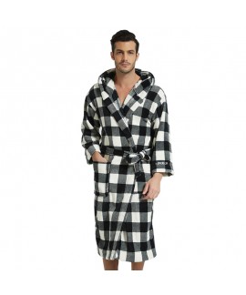 Flannel Plaid Couples Nightgown Simple Thickened Lacing Strap Home Clothes