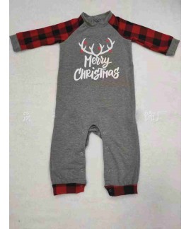 New Merry Christmas Antler Top and Plaid Pants Family Matching Pajama Set