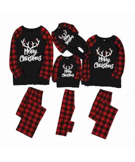 New Merry Christmas Antler Top and Plaid Pants Fam...