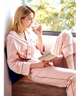 long sleeves ladies' 100% cotton pajama sets for spring and summer kimono nightwear