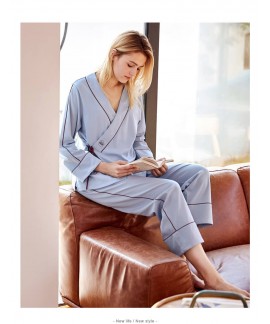 long sleeves ladies' 100% cotton pajama sets for s...