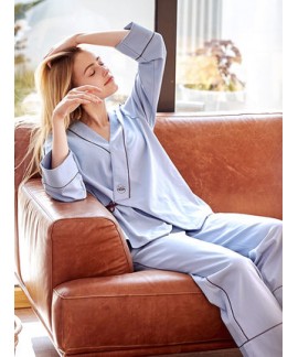 long sleeves ladies' 100% cotton pajama sets for spring and summer kimono nightwear