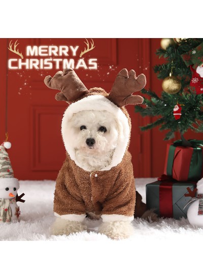 Winter Warm Dog Matching Christmas Pajamas Elk Small Dog Teddy Chihuahua Dog Clothes