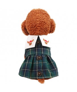 Pet Christmas Pajamas Dog Teddy Bear Elk Plaid Skirts