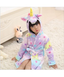 Flannel Cartoon Animal Shape Kids Bathrobes Homewear Flannel Elephant Pajamas