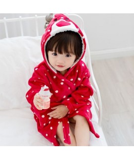 Flannel Cartoon Animal Shape Kids Bathrobes Homewe...