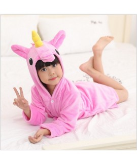 Flannel Cartoon Animal Shape Kids Bathrobes Homewear Flannel Elephant Pajamas