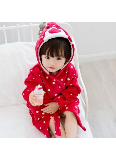 Flannel Cartoon Animal Shape Kids Bathrobes Homewear Flannel Elephant Pajamas