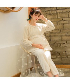 New Warm Flannel Nursing Ladies Pajama Set