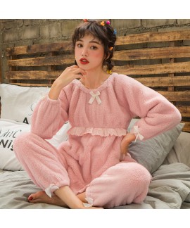 New Warm Flannel Nursing Ladies Pajama Set