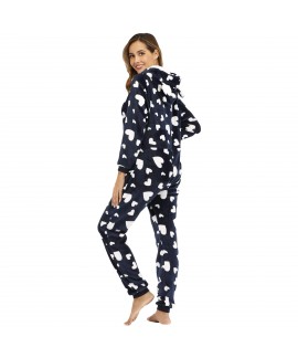 Explosion Ladies Heart-shaped Printed Flannel Onesies Pajamas For Winter