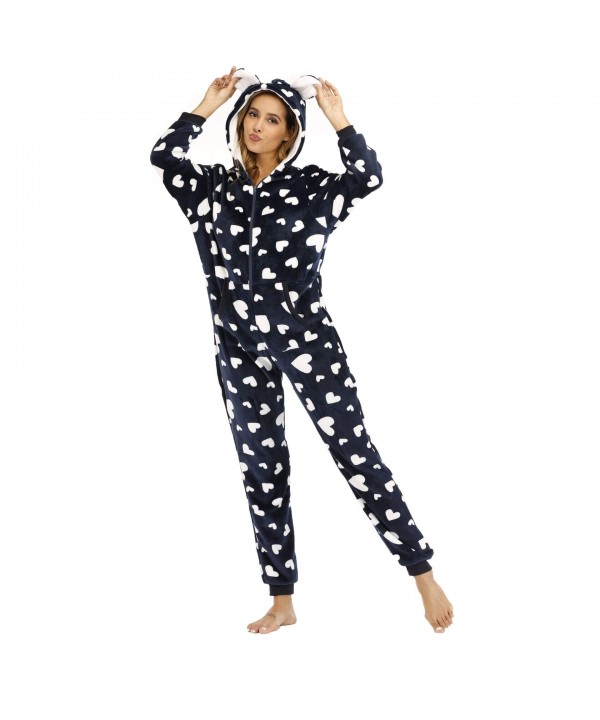 Explosion Ladies Heartshaped Printed Flannel Onesies Pajamas For Winter