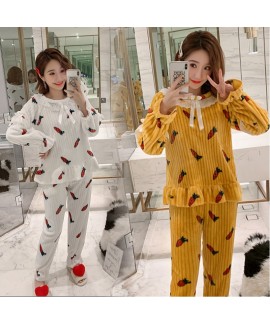 New Cute Thick Warm Ladies Flannel Pajamas Set For...