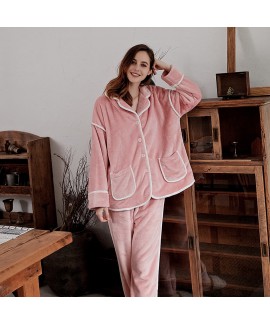 Thick Warm Nightgown Sets flannel ladies pajamas For Winter