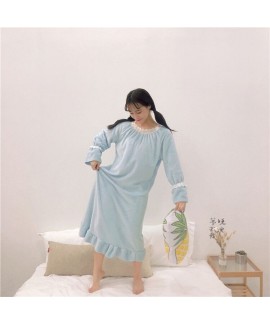 New Long Sleeve Loose Comfortable Thickened Mid-length Pullover Flannel Nightdress