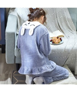 Thickened Plus Velvet Spring And Autumn Flannel Warm Ladies Pajamas Set