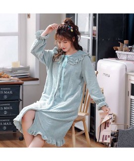 New Fashion Lace Flannel Nightdress For Winter