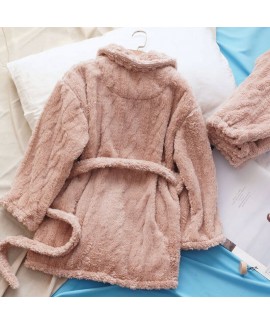 Thick Casual Cardigan Warm Flannel Suit Ladies Pajamas