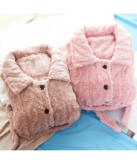 Thick Casual Cardigan Warm Flannel Suit Ladies Paj...