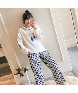 New Long Sleeve Cartoon Flannel Ladies Pajamas Suit For Winter