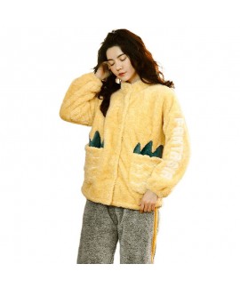 Cute Furry Cardigan Flannel Pajamas Suit For Whinter