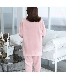 Plus Size Embroidered Long Sleeve Flannel Ladies suit For Winter