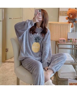 Warm Hooded Long Sleeve Oversized Flannel Pajamas For Winter