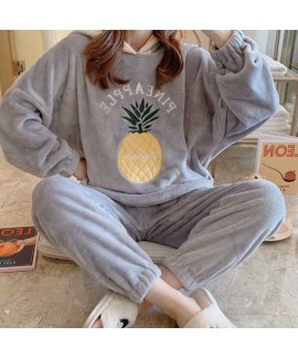 Warm Hooded Long Sleeve Oversized Flannel Pajamas For Winter