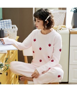 Long-sleeved Thick Warm Loose Sweater Flannel Suit Pajamas For Winter