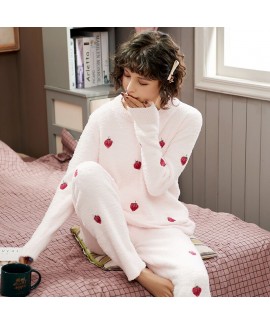 Long-sleeved Thick Warm Loose Sweater Flannel Suit...