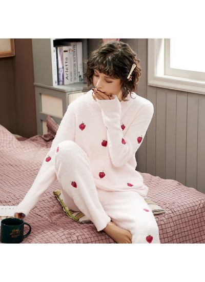 Long-sleeved Thick Warm Loose Sweater Flannel Suit Pajamas For Winter