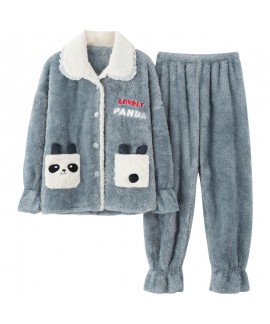 Warm Thickened Plus Velvet Rabbit long flannel Pajama Set