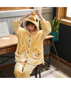 Thickened Flannel Ladies Pajama Suit For Spring And Autumn