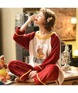 Thickened Orange Flannel 280g Loose Ladies Pajama ...