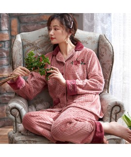 Thickened Warm For Middle-aged Ladies Pajama Suit For Winter