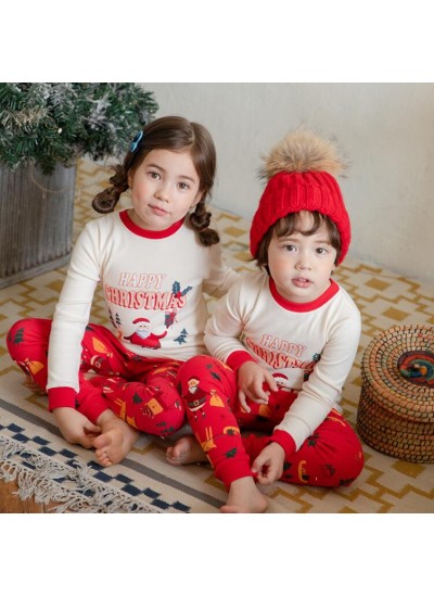 Children's Cotton Christmas Elderly Pattern Pajamas For Autumn And Winter